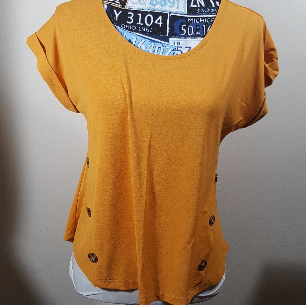 Mustard yellow blouse blouse with button detail